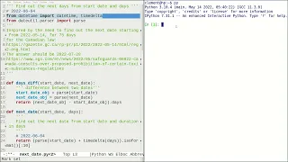 Python in Emacs 0049 - How to find out the next date from given start date and duration in days