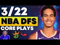 Draftkings NBA DFS Top Core Plays Winning Lineup Strategy for Sunday March 22nd 2026