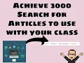 A3K How to Search for Relevant Articles to Support your Lesson Contents