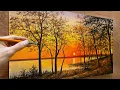 Download Lagu Draw a sunset scene / Acrylic landscape painting / Art paintings / A Lu Art.