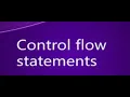 Control Flow Statement in dart programming language
