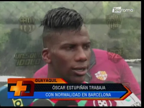 Óscar Estupiñan trabaja con normalidad en Barcelona