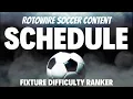 RotoWire Soccer Content Fixture Difficulty Ranker