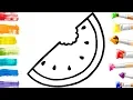 How to Draw Watermelon Coloring Pages Fruit for Kids Learn Drawing