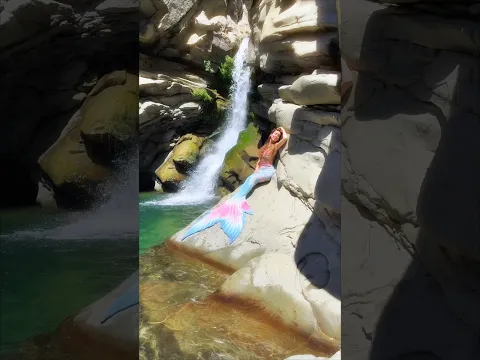 Mermaid rests under waterfall of Santa Paula Punch Bowls #california #mermaid #fantasy #noai #magic