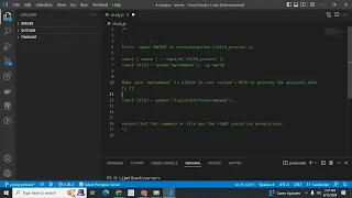 Error spawn ENOENT at errnoException child - process js in node js solved