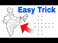 India map easy trick How to draw India map With Dots India map drawing map of india