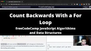Count Backwards With a For Loop Basic JavaScript freeCodeCamp tutorial