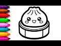 Cute Squishy Dumpling Drawing Painting and Coloring for Kids Toddlers Learn Colors