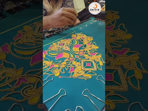 basic level grand aari work on sleeves 😲🔥 ##aariwork #blouse
