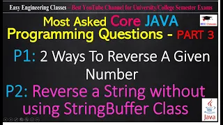 Java Programs 2 Ways to Reverse Number Reverse String without using StringBuffer reverse method