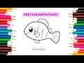 Activity book for 2-3 year old PDF printable Free Coloring Cute Fish