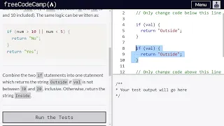 Comparison with the logical OR operator - freeCodeCamp 70 Basic JavaScript