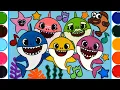Baby Shark Family Jelly Coloring Painting for Kids Pinkfong Mewarnai Bayi hiu untuk anak anak