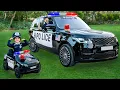 Five Kids are playing with a real police car more Children s Songs and s