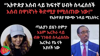ኢትዮጵያ አሰብ ላይ ከፍተኛ ሀብት ስላፈሰሰች አሰብ በዋነኛነት ቅድሚያ የሚሰጠው ነው የኢትዮጵያ የውጭ ጉዳይ ሚኒስትር 