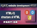 HTML-01 Structure of HTML HTML CSS and JavaScript course in Kannada by Script Kiddie