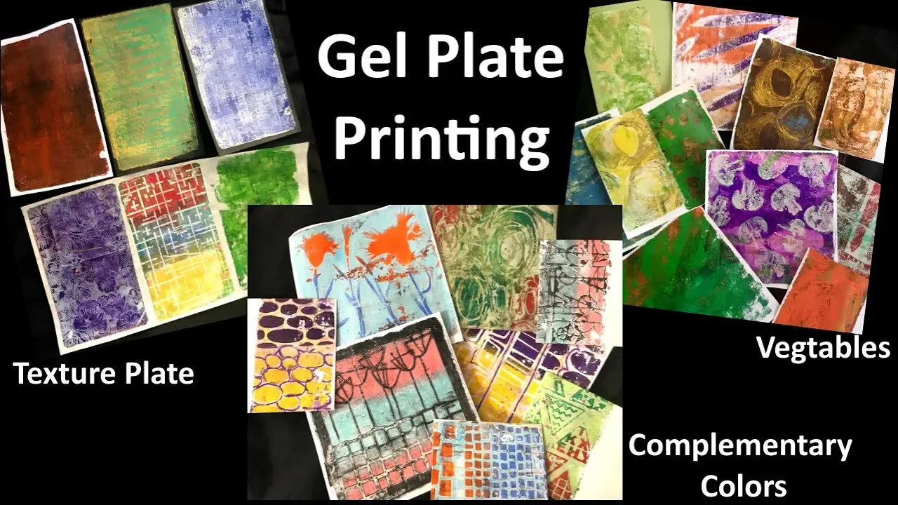 Gel Printing with Texture Plate, Vegetables & Complementary Colors 17, 18 & 19