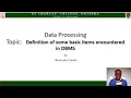 Data Processing - DEFINITION OF SOME BASIC ITEMS by Nnaemeka Ubamadu