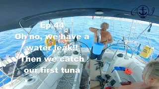 Ep.44 Oh no, a water leak onboard! We catch our first tuna – Carl and Jenny