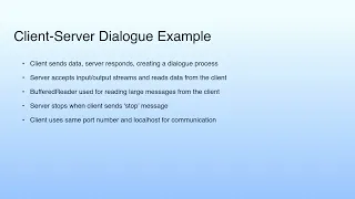Client-Server Dialogue Example Lecture 48 Networking with Java