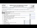IRS Schedule 1 walkthrough Additional Income Adjustments to Income - 2024