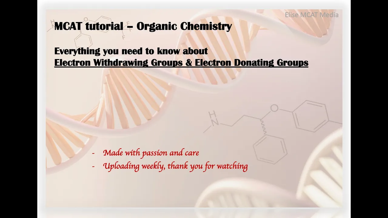 MCAT - Electron Withdrawing & Donating Groups|Acidity & Basicity|Electrophilicity|As Leaving Groups