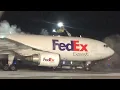 Fedex Airbus A300-600 N677FE De-ice and Departure at Portland Maine