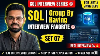 Part 7 SQL GROUP BY HAVING SQL Interview Preparation Series 2026 NET Java Full Stack Devs