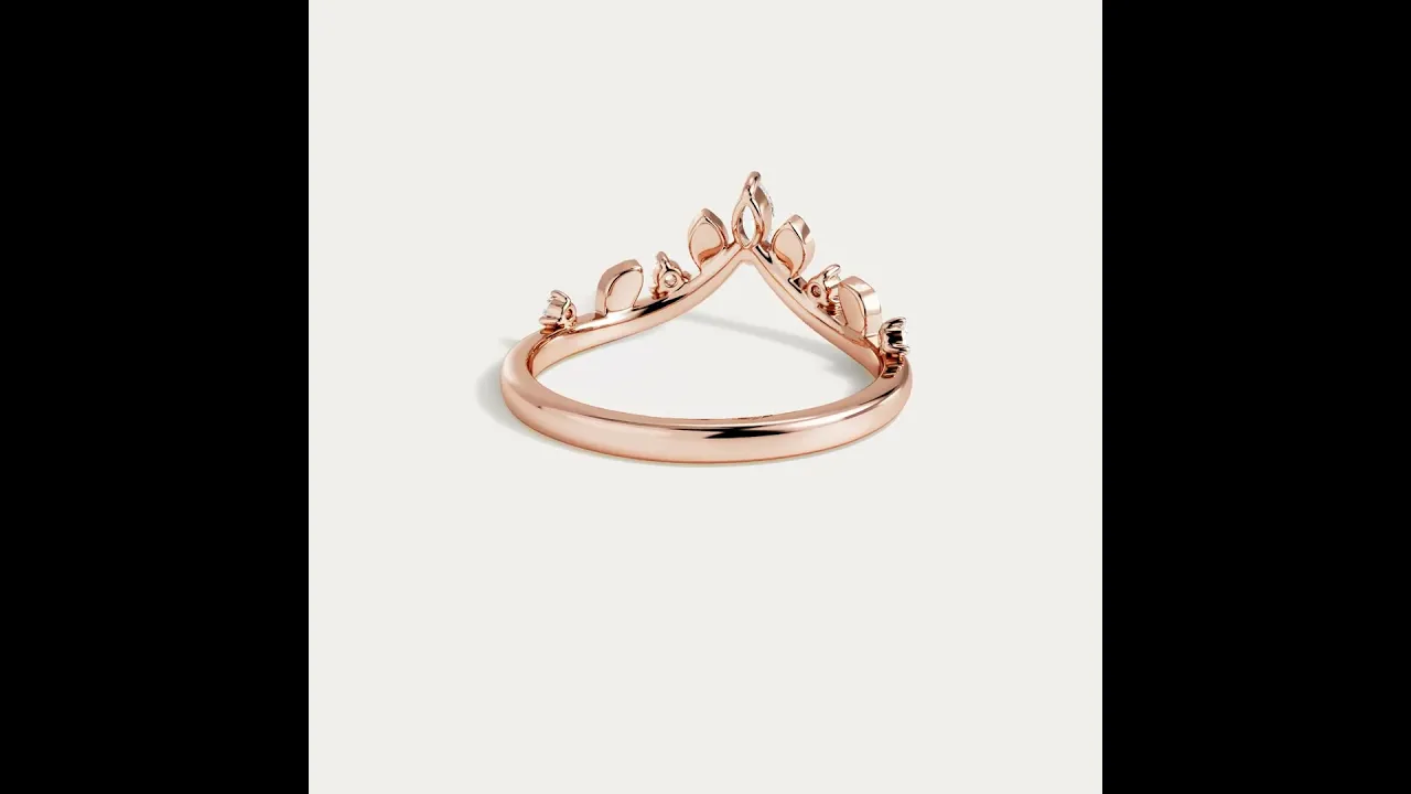 Botanical Leaf Mixed-Cut Chevron Lab Diamond Wedding Band