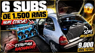 🔥 6 SUBS DE 1.500 RMS NUM CORSA! 😱 O CARRO NÃO AGUENTOU! 💥🔊