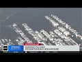 Flooding extremely high seas in Hampton Beach New Hampshire lead to emergency
