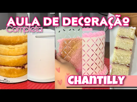 Download MP3 AULA GRÁTIS DE DECORAÇÃO EM CHANTILLY | APLICAÇÃO DE STENCIL | COMO CORTAR UM BOLO ALTO