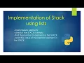Implementation of stack in Python using list Unit-1 Class-12th CBSE Computer Science
