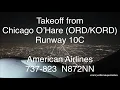 Night Takeoff from Chicago O Hare Runway 10C American Airlines 737-823 to LGA N872NN
