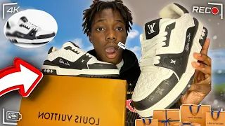 UNBOXING MY DREAM LUXURY SHOE Louis Vuitton Lv Trainer 54 BLACK WHITE Sneaker Review On Foot