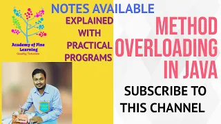 Method overloading in java Practical programs on method overloading Notes Available