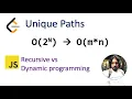 Unique Paths Solution in JavaScript Recursive vs Dynamic Programming approach space optimisation