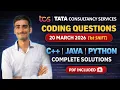 TCS NQT 2026 Coding Questions 20 March 1st Shift C Java Python Solutions