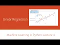 Machine Learning Lecture 4 Linear Regression part 1