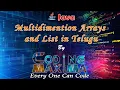 Java Multidimention Arrays and List in telugu with Animation from coding maxima with animations