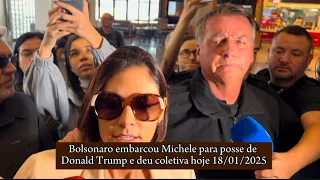 Bolsonaro embarcou Michele para posse de Trump e deu coletiva 18/01/2025
