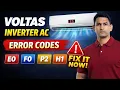 Voltas Inverter AC All Error Codes How to setting Solve Solution fix Repairing Guide