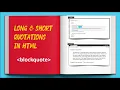 8-Full Stack Web Development For Beginners - Long Short Quotations in HTML