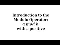 Introduction to the Modulo Operator a mod b with a positive