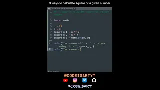 3 ways to calculate square of a given number in Python Python Examples Python Coding Tutorial
