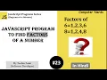 23 Find Factors of a numbers using JavaScript JavaScript Tutorial for beginners in Hindi