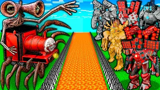 SURVIVAL BASE of TITAN BOSSES TEAM vs CHOO CHOO CHARLES and SIREN HEAD in MINECRAFT animation