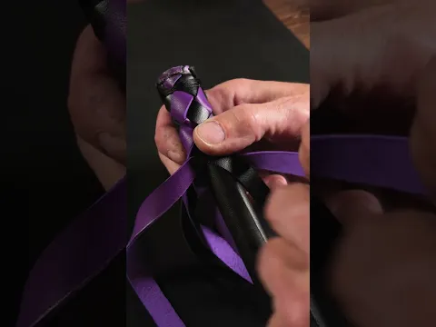 Making a violet leather set — whip and collar, all by hand #leathercraft #handmade #torross