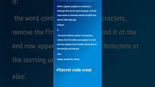 Convert English language to a Secret code with some rules using Python